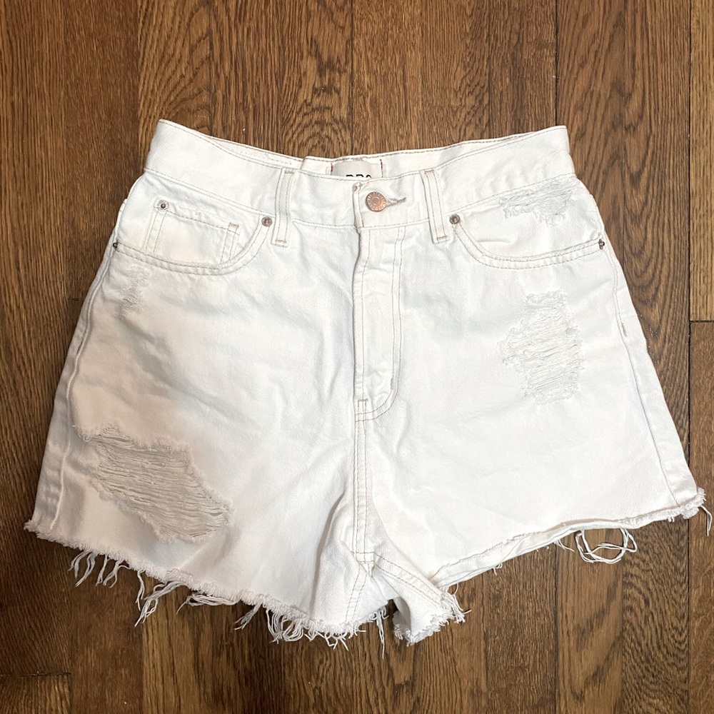 BDG white denim A-line shorts
